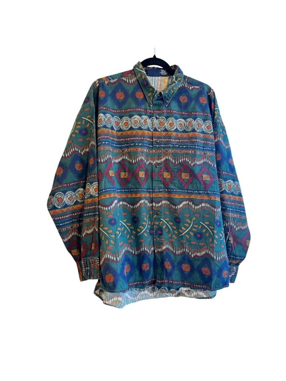 Bon Homme Mens Long Sleeve Button Shirt L Multicolor Boho Print Cotton